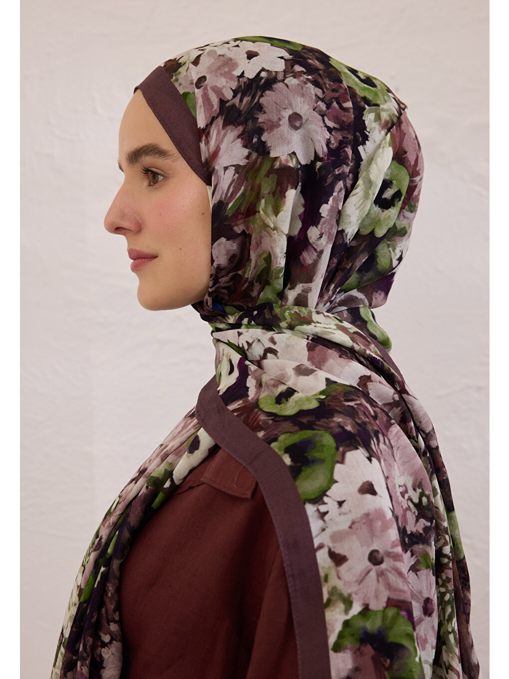 Kırmızı Beauty Blossom Desen Rami Şal Erik Çürüğü-3