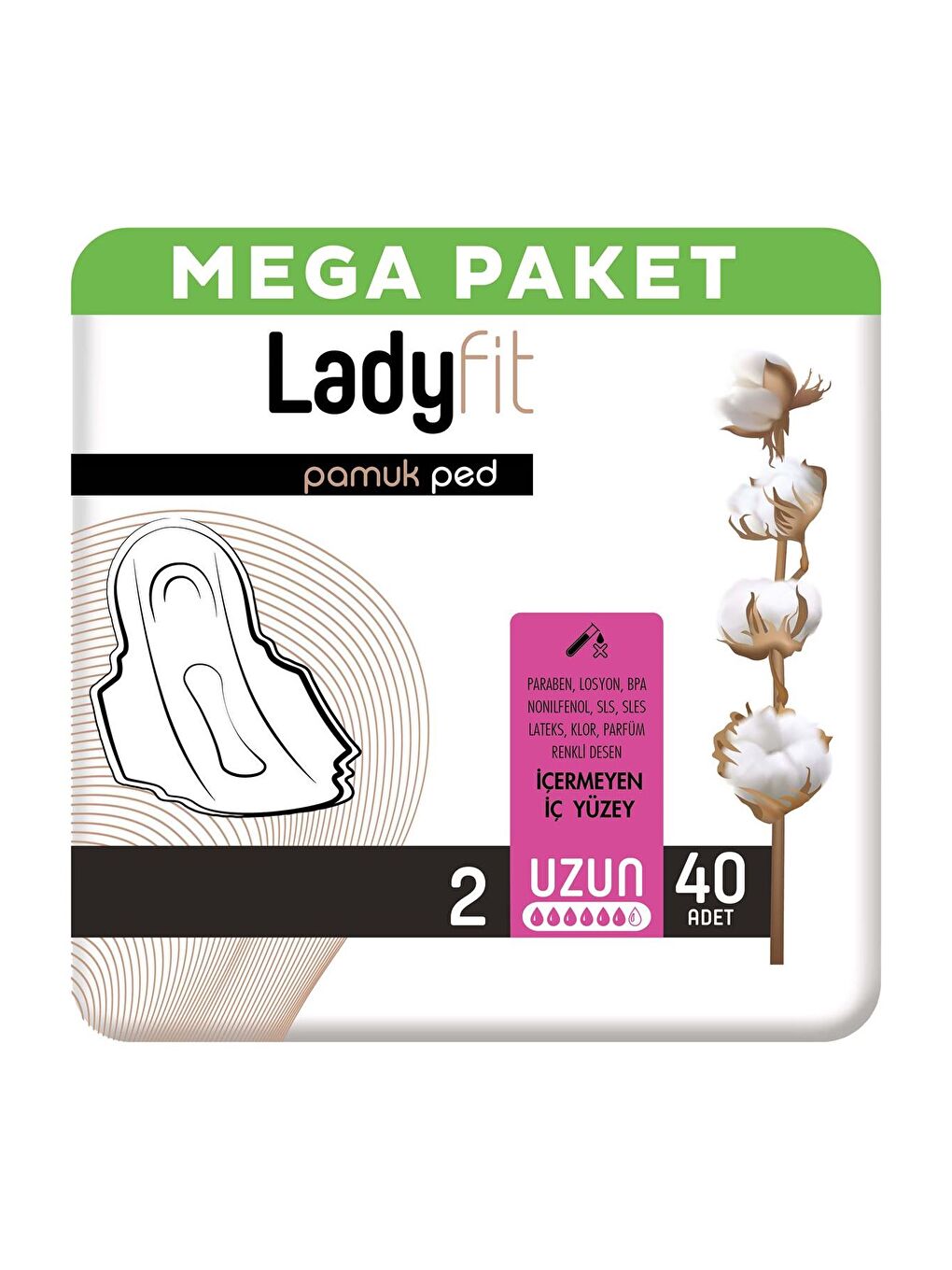 Baby Turco Ladyfit Pamuk Ped Mega Uzun 40 Ped