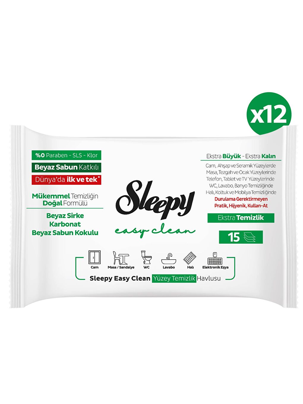 Easy Clean Yüzey Temizlik Havlusu&mendili Seyahat Boy 6x2x15 (180 Yaprak)-1