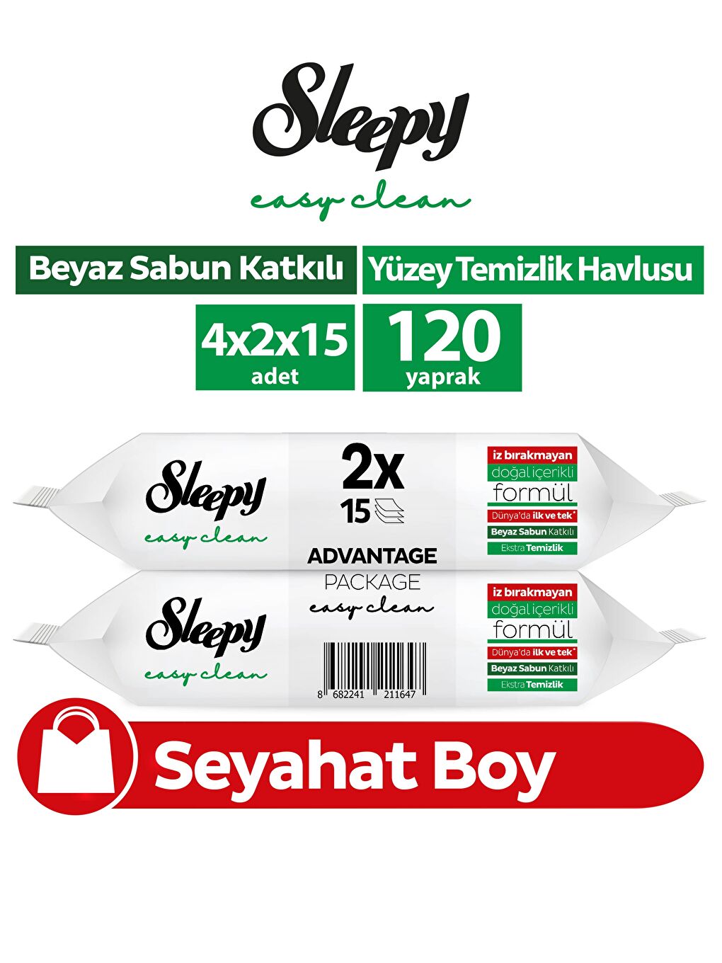 Easy Clean Yüzey Temizlik Havlusu&mendili Seyahat Boy 8x15 (120 Yaprak)