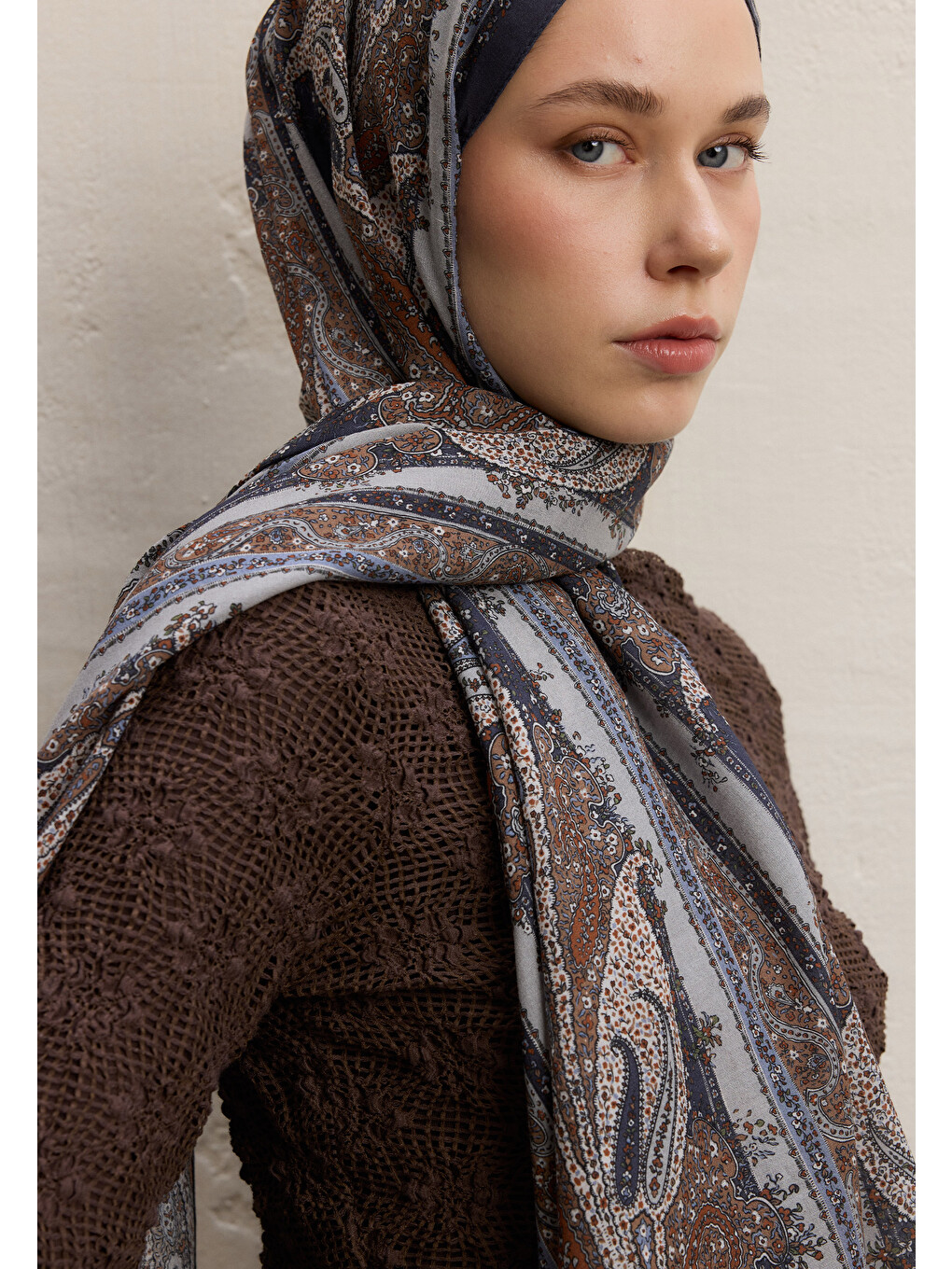 Paısley Elegance Desen Şal İndigo-3