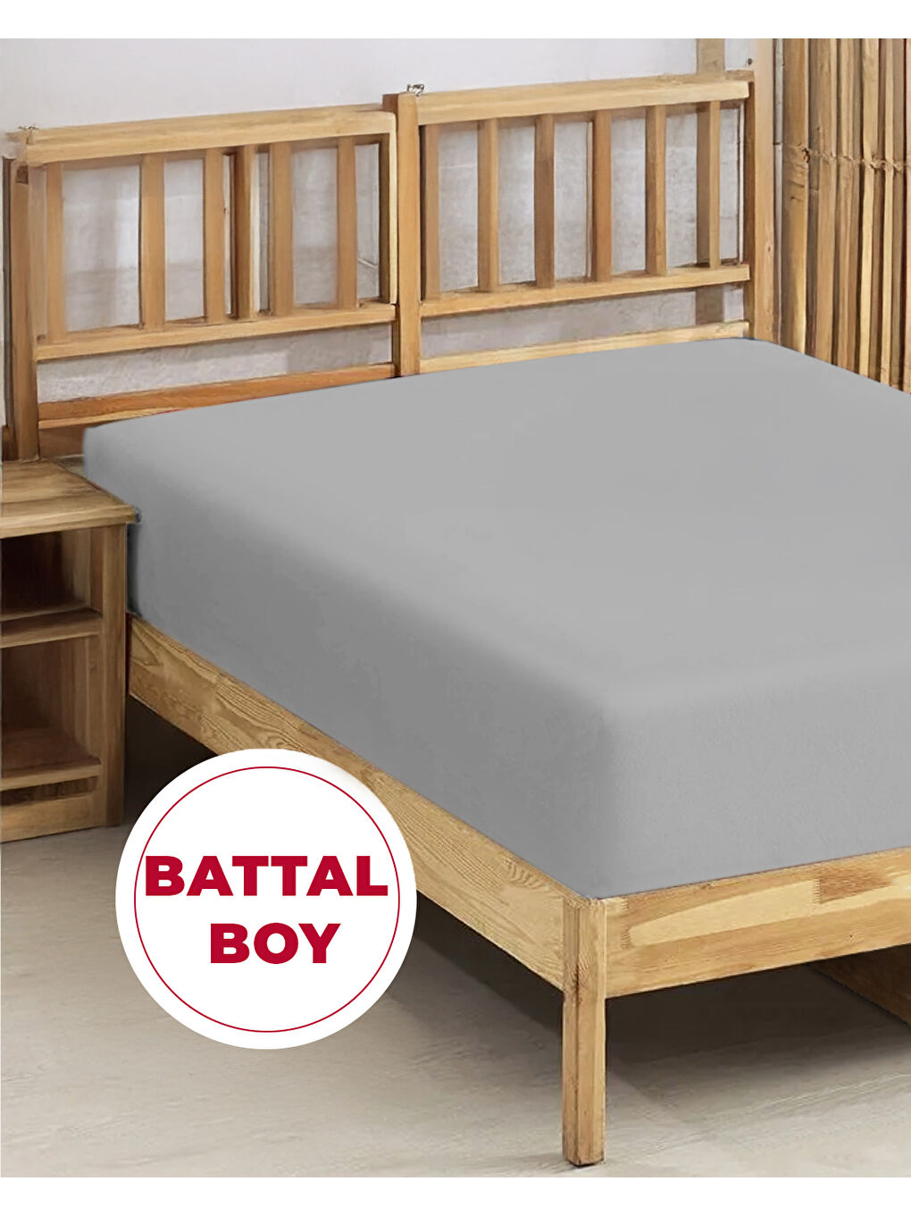 Penye Lastikli Çarşaf Pamuklu Jersey Süper Battal Kişilik 200x200cm Gri