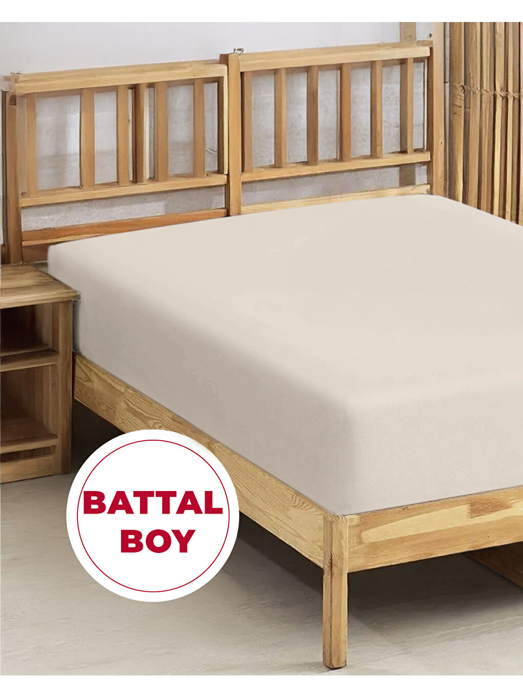 Ekru Penye Lastikli Çarşaf Pamuklu Jersey Süper Battal Kişilik 200x200cm Krem