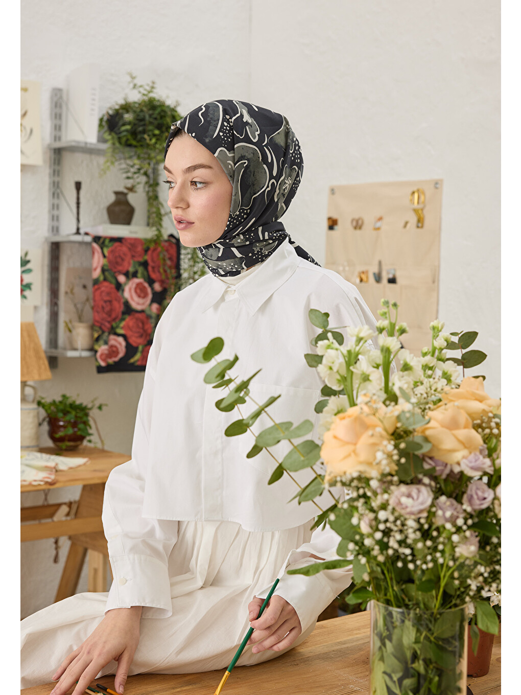Arıa Desen Şal Siyah