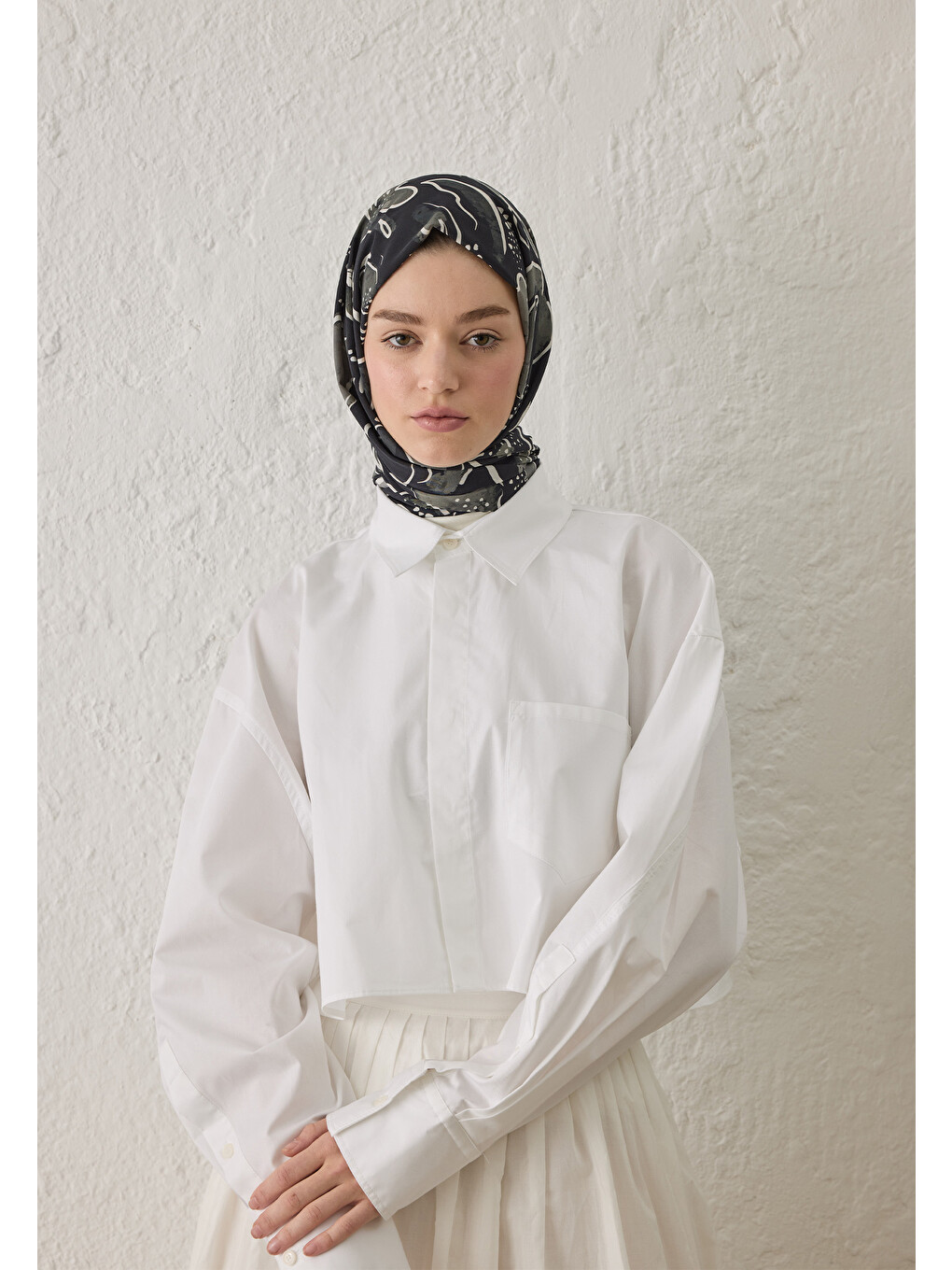 Arıa Desen Şal Siyah-3