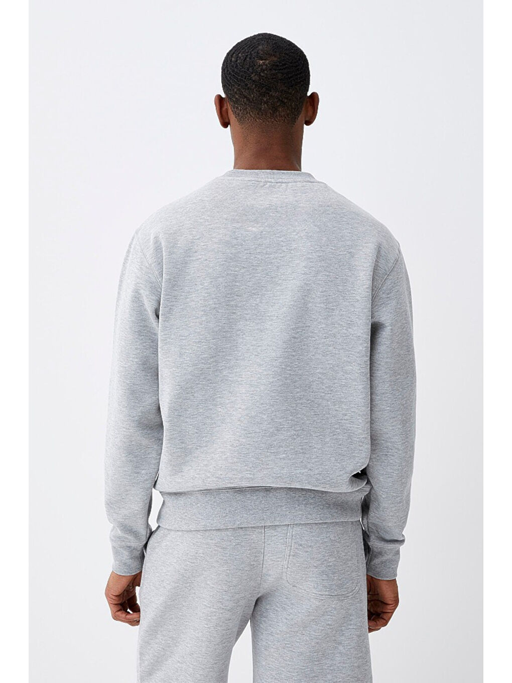 Gri Erkek Bisiklet Yaka Standart Kalıp 3 İplik İçi Polarlı Kalın Sweatshirt SPR25SW36-1