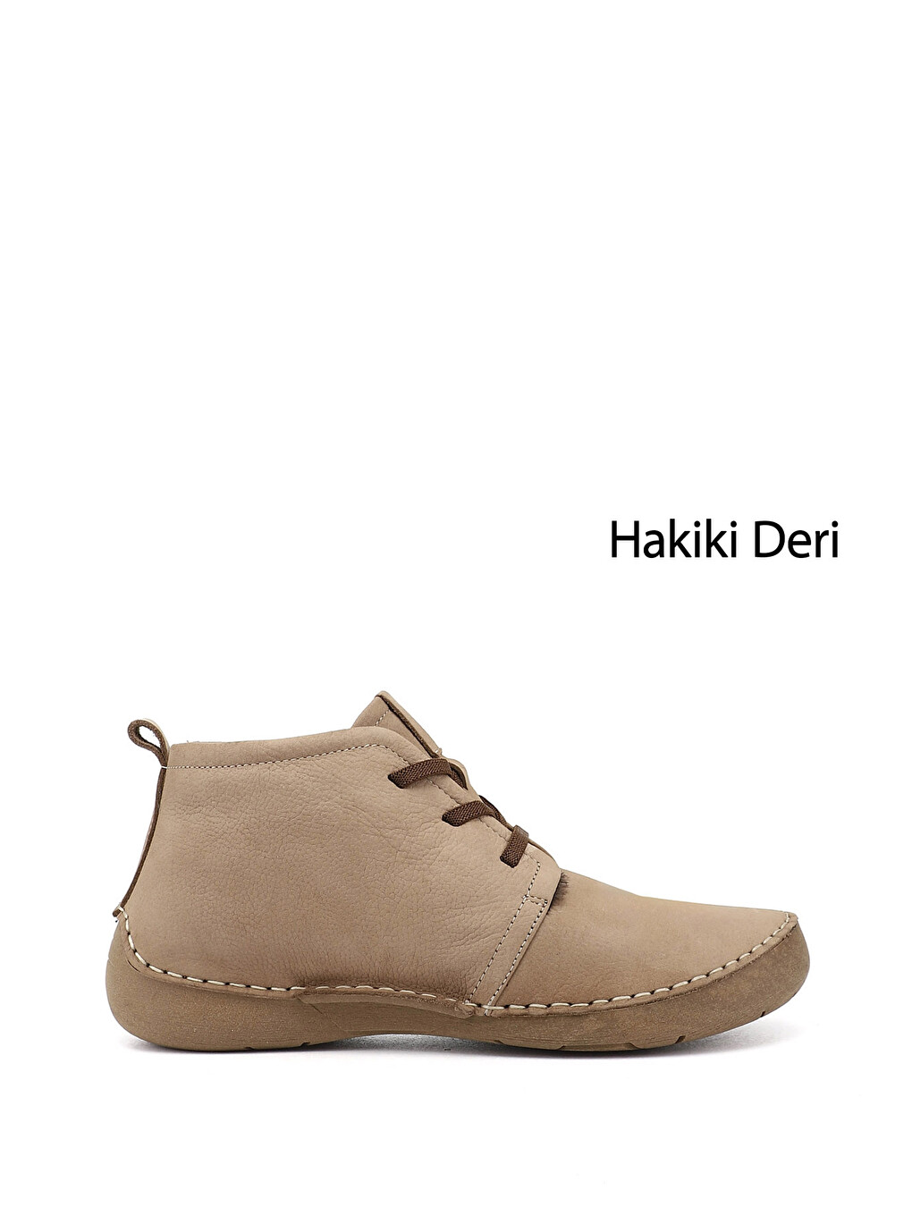 Ekru Kadın KREM Bağcıklı Hakiki Deri Comfort Bot
