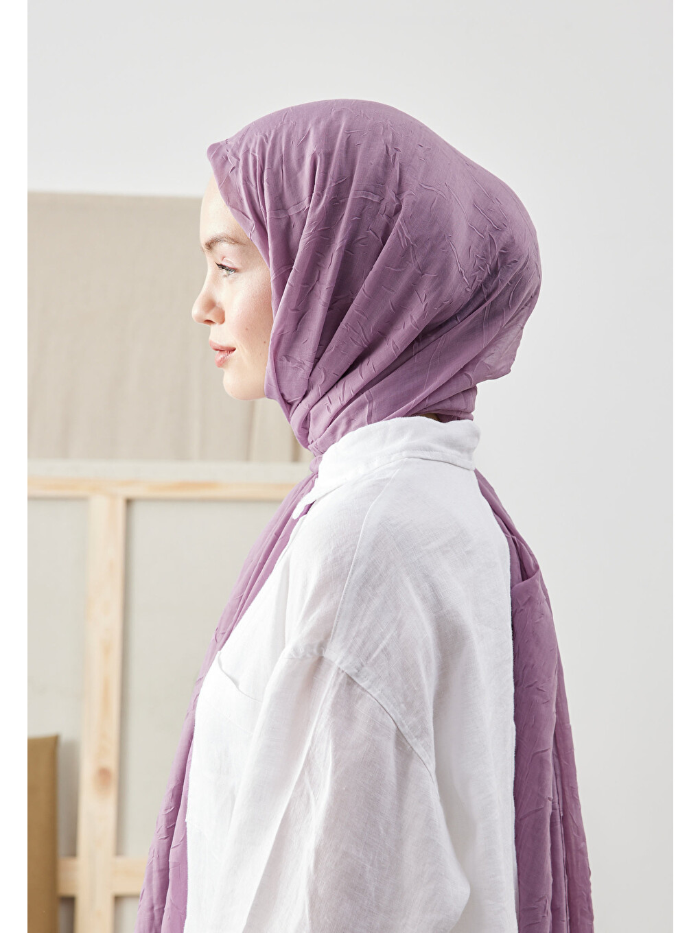 Lila Bambu Şal Lavanta-3