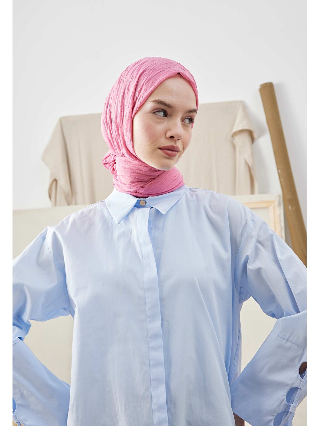 Bambu Şal Pembe-2