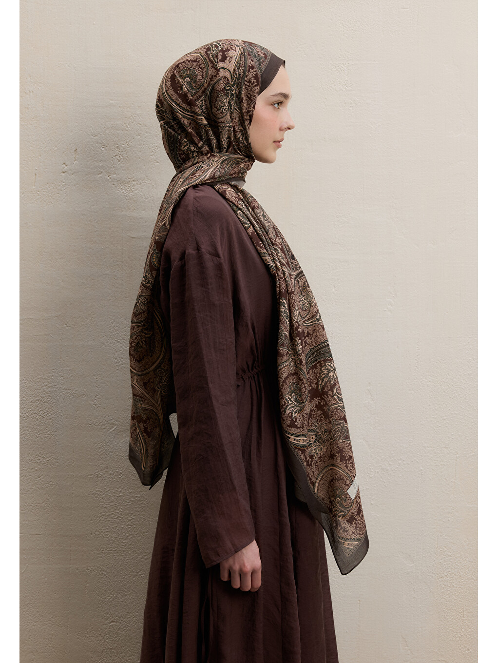 Kahverengi Dark Bohemıan Desen Şal Kahve-3