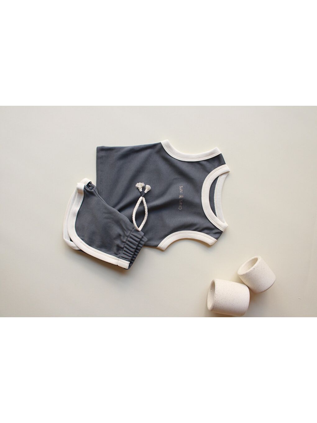 Gri Antrasit Unisex Atlet Şort Takım-5