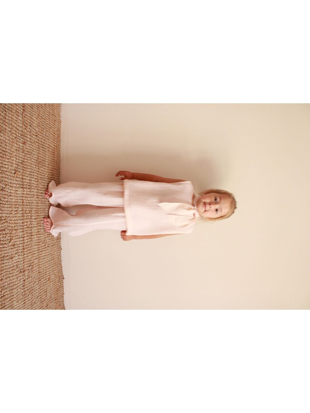 Fularlı Pembe Çizgili Çapraz Şerit Detaylı Müslin Takım-3