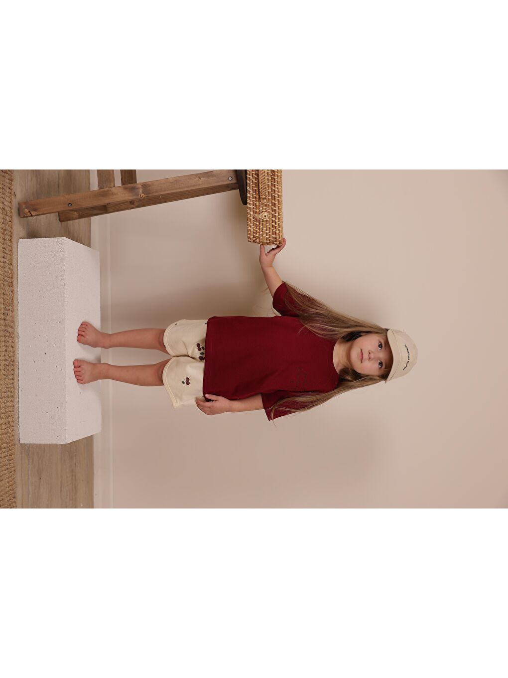 Bordo Nakışlı Oversize T-shirt-5