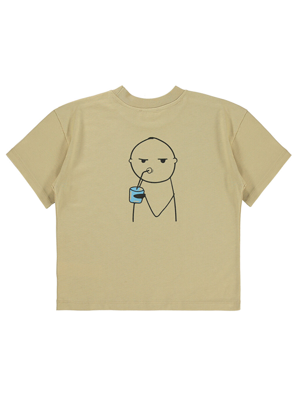 Ekru Mivil Oversize Çocuk Tişört 10-13 Yaş Yulaf Sütü-1