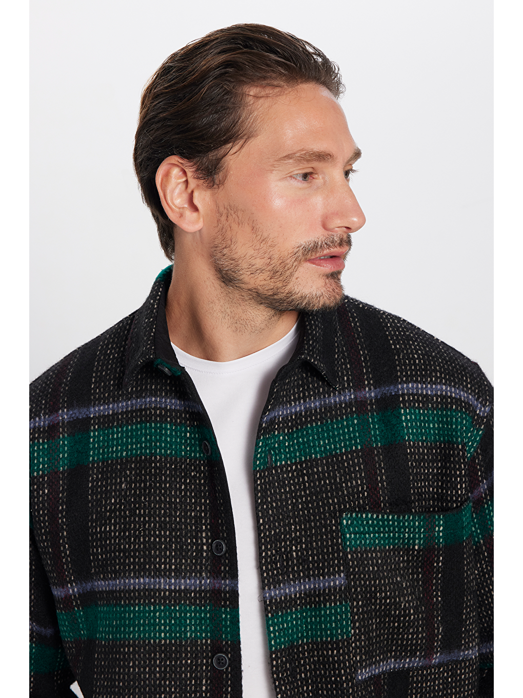 Karışık Erkek Relax Fit Rahat Kesim Tek Cepli Kareli Kışlık Oduncu Gömlek-4