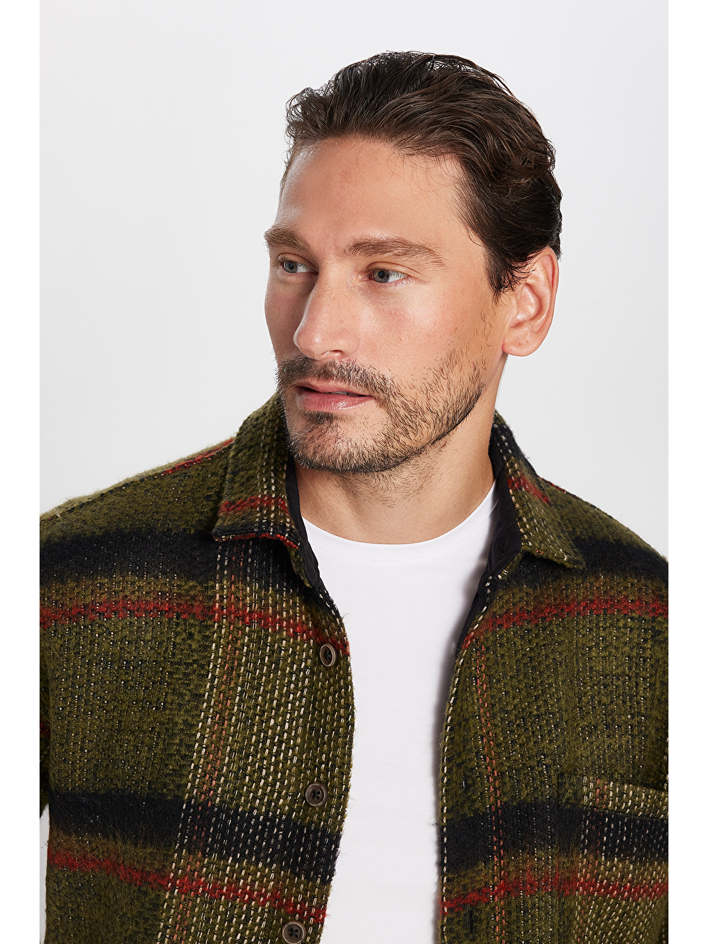 Karışık Erkek Relax Fit Rahat Kesim Tek Cepli Kareli Kışlık Oduncu Gömlek-4