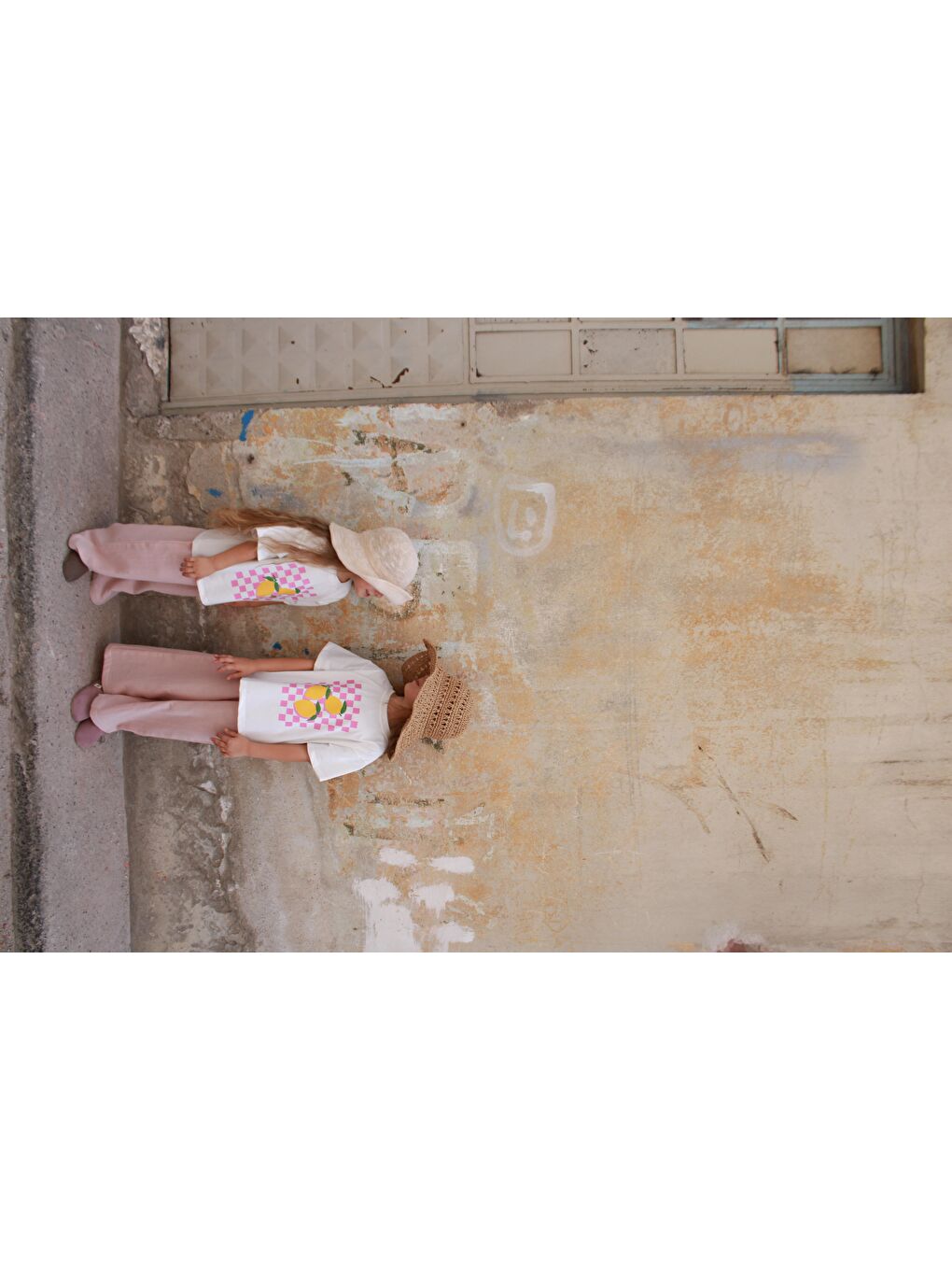 Bej Limon Baskılı T-shirt Müslin Pantolon Takım-7