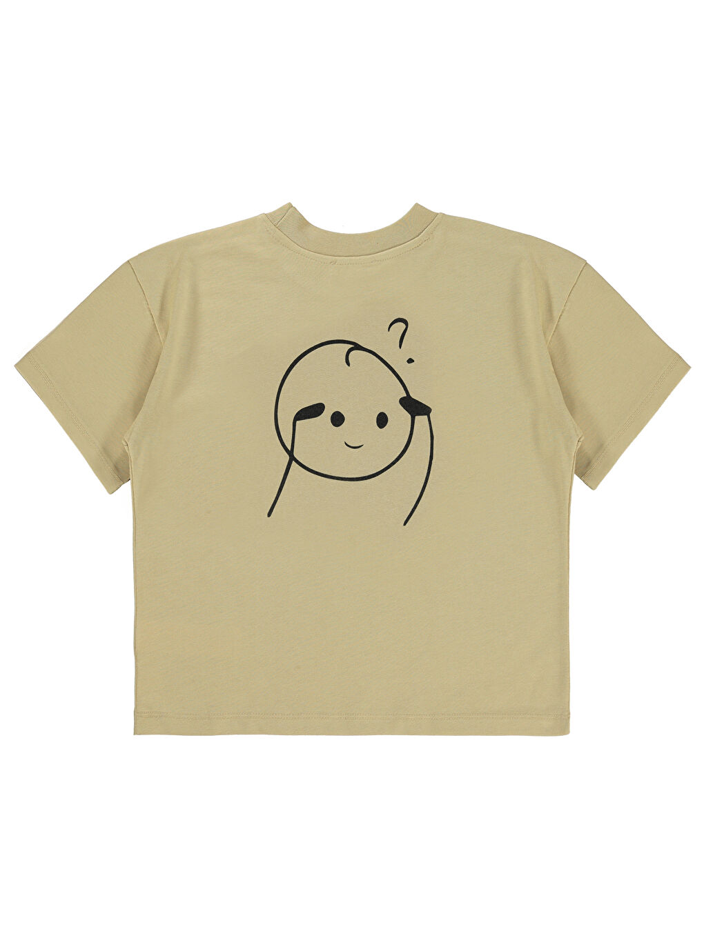 Ekru Mivil Oversize Çocuk Tişört 6-9 Yaş Yulaf Sütü-1