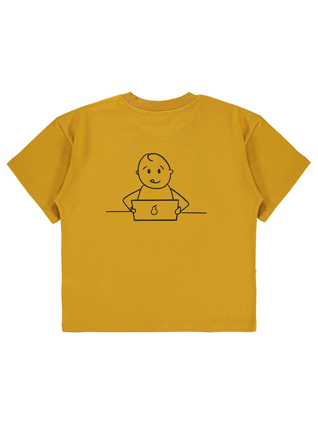 Kahverengi Mivil Oversize Çocuk Tişört 6-9 Yaş Hardal-1