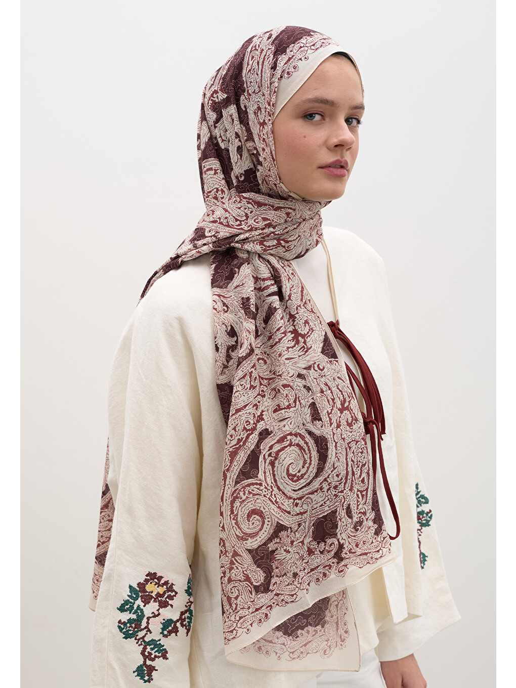 Wıld Paısley Desen Şal Bordo