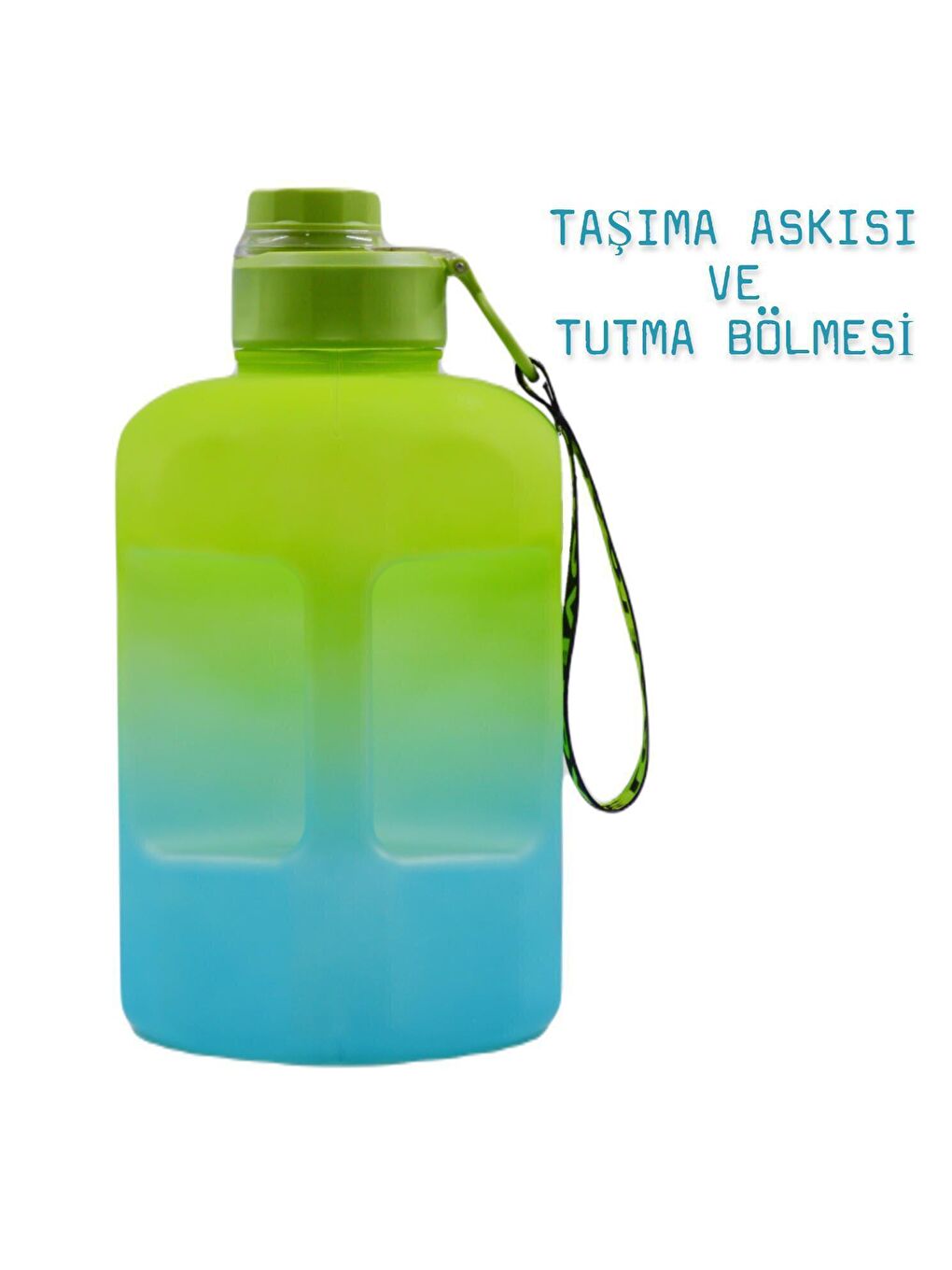 Damacana Motivasyon Matarası Çevir Aç Sızdırmaz Kapak Tasarımlı 2 Litre Yeşil-1