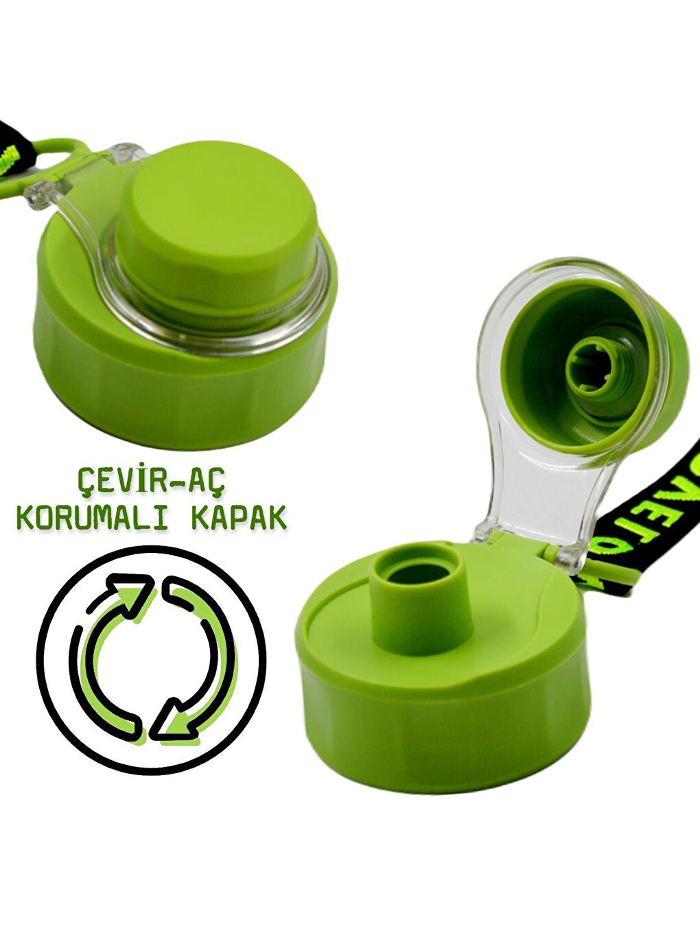 Damacana Motivasyon Matarası Çevir Aç Sızdırmaz Kapak Tasarımlı 2 Litre Yeşil-2