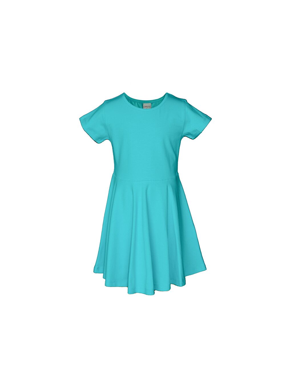 Açık Turkuaz Kız Çocuk Düz Basic Kısa Kol Elbise