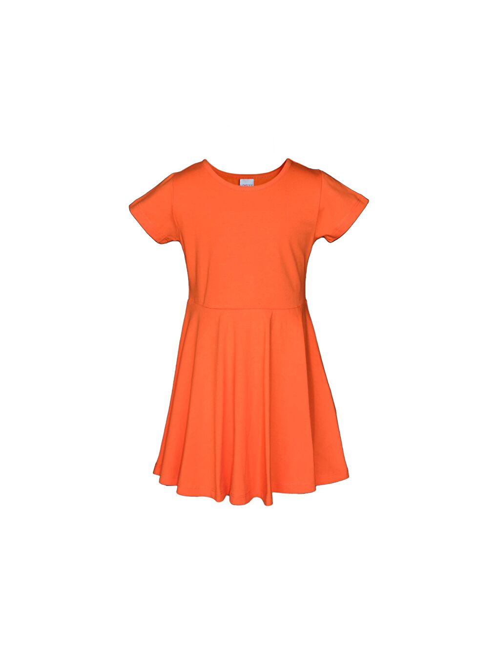 Turuncu Kız Çocuk Düz Basic Kısa Kol Elbise