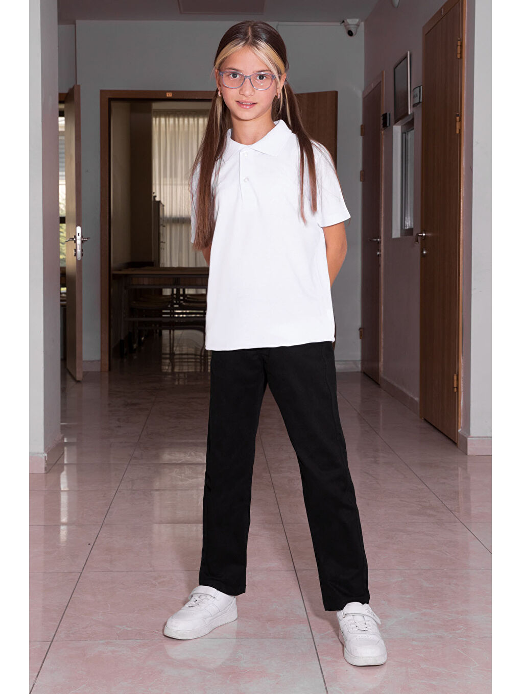 Siyah Beli Lastikli Basic Kız Çocuk Okul Pantolon 19199-1