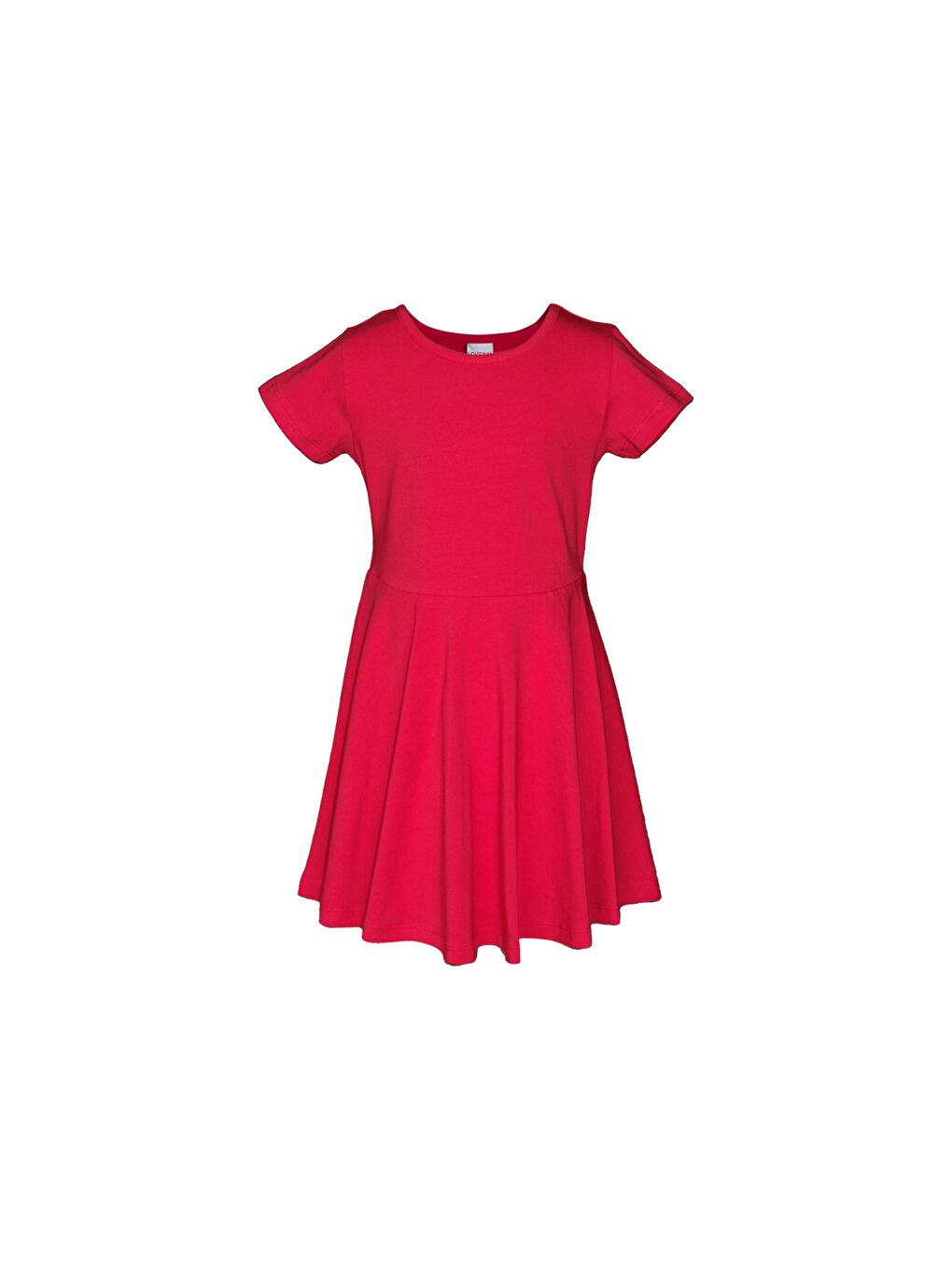 Kırmızı Kız Çocuk Düz Basic Kısa Kol Elbise