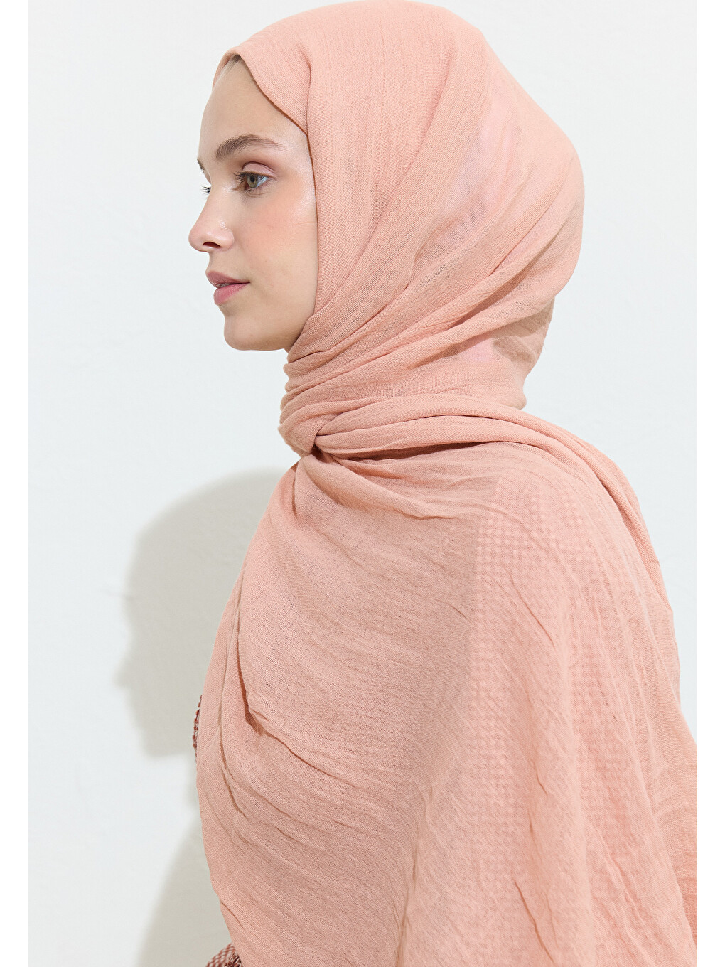 Turuncu Pamuklu Keten Şal Peach Lemonade-6