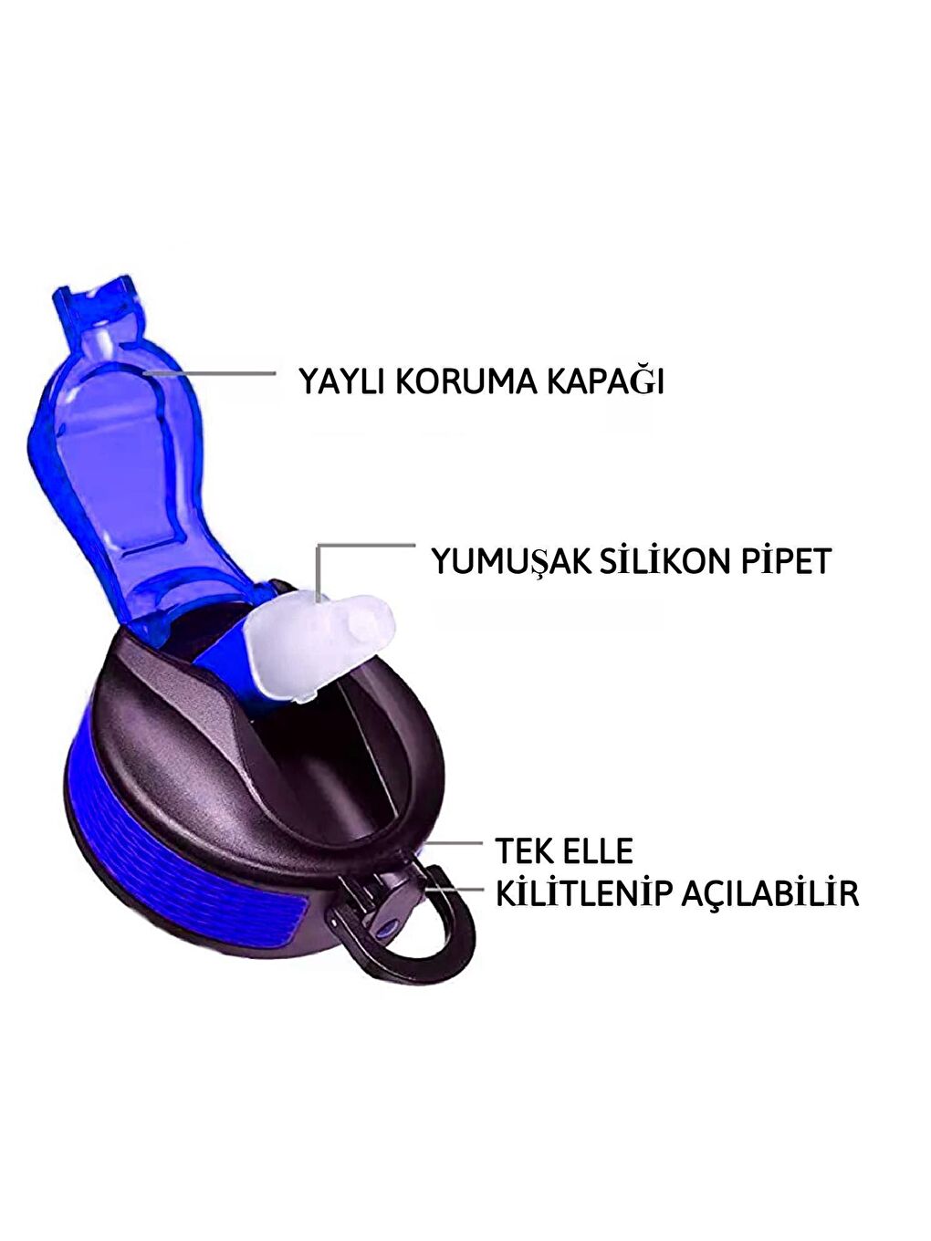 BottleBoss Renk Geçişli Sızdırmaz Kapak Motivasyon Matarası 1 Litre Sticker HEDİYELİ Mavi (BB-89959) - 3