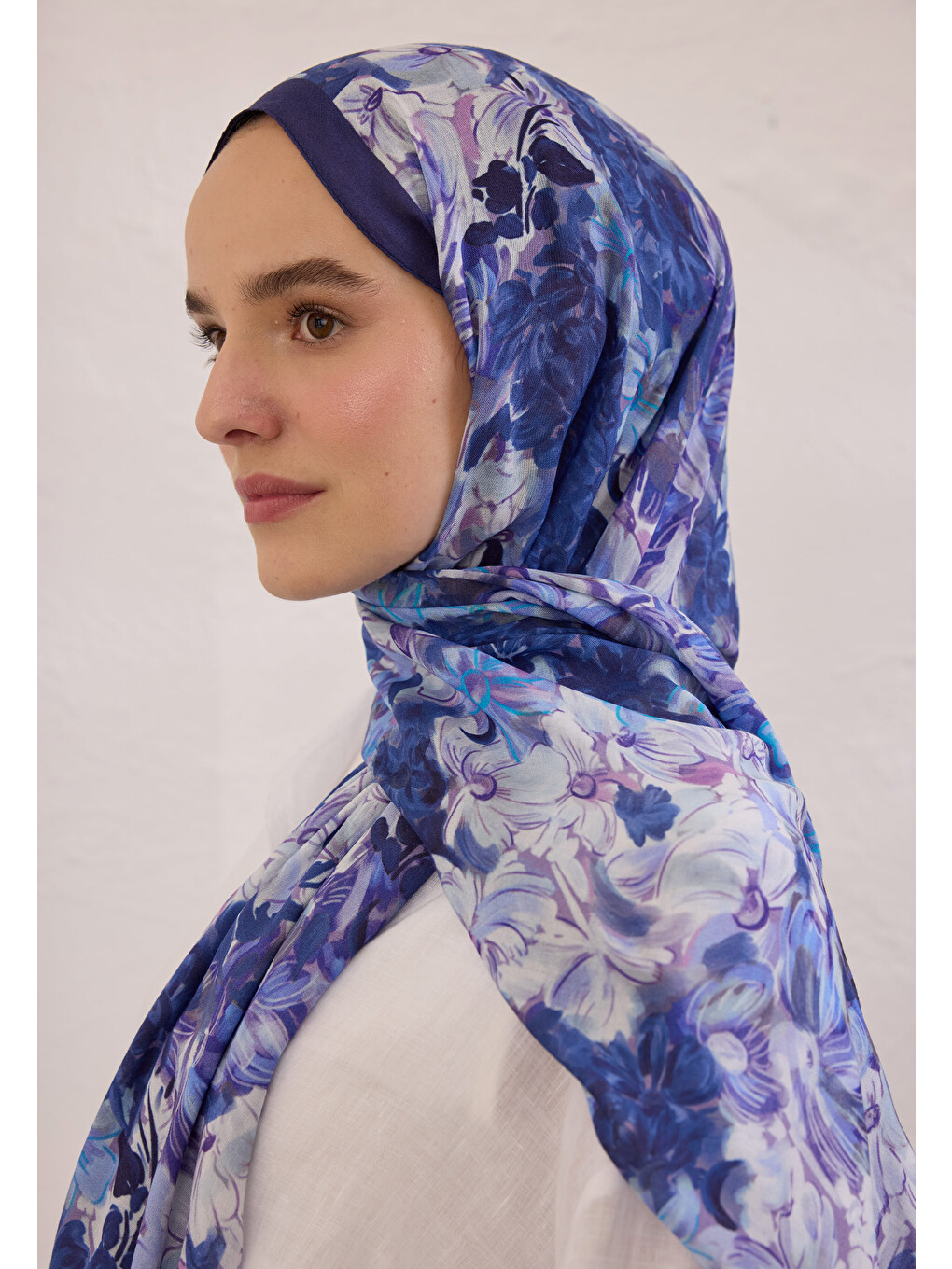 Lila Summer Bloom Desen Rami Şal Lavanta-1