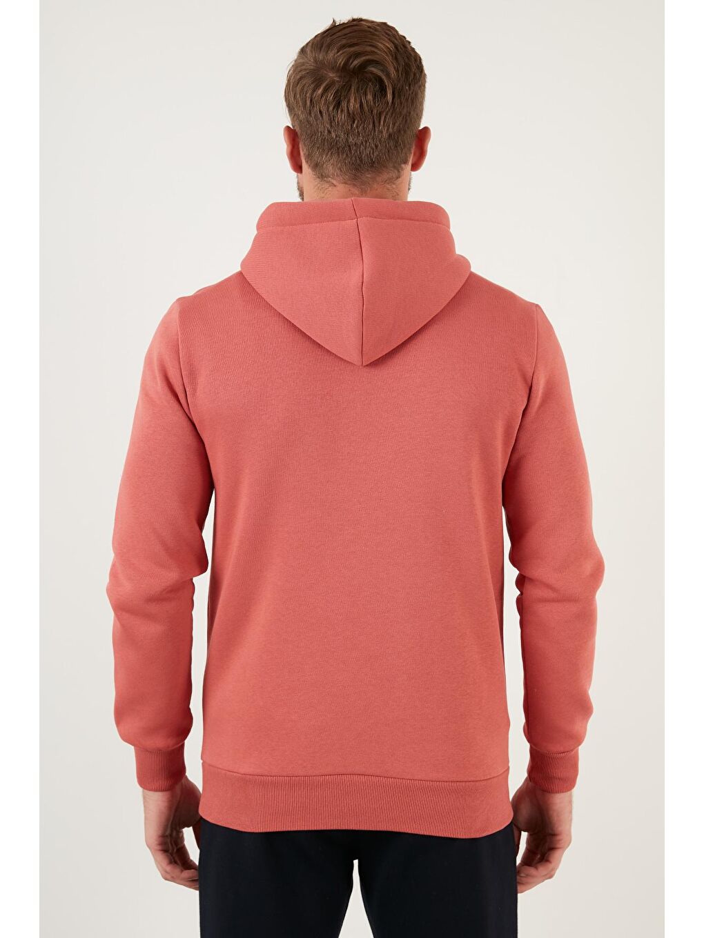 Kahverengi Slim Fit Kapüşonlu Kanguru Cepli İçi Tüylü Yumuşak Şardonlu Sweat 5905281-5