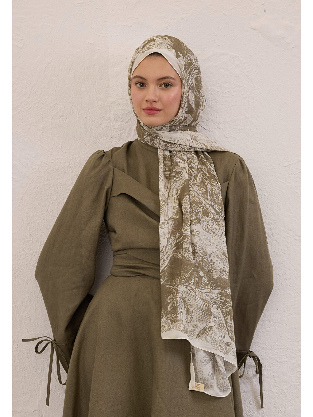 Bej Secret Elegance Desen Rami Şal Vizon-1