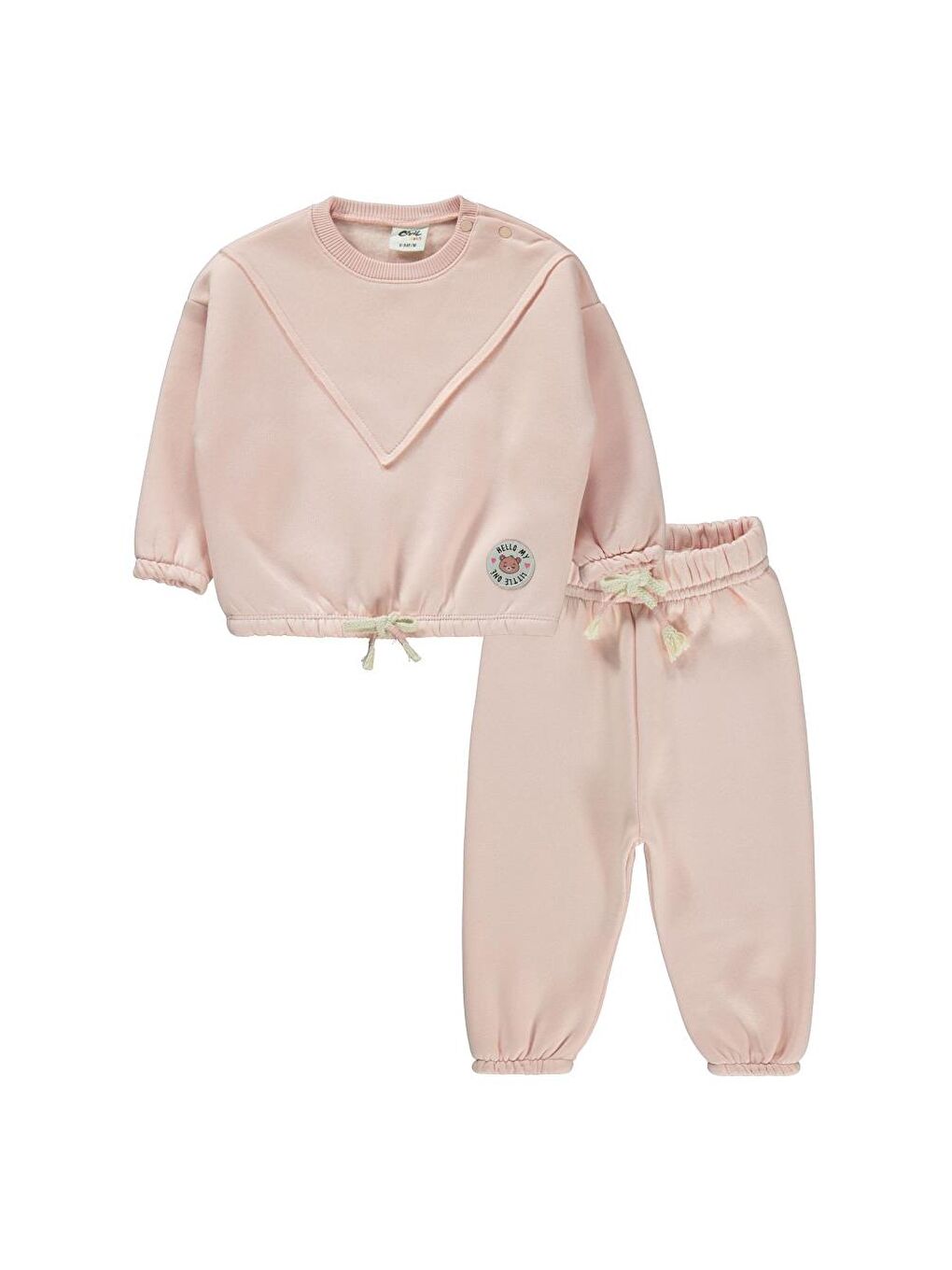 Pembe Baby Hello My Little One Etiketli 6-18 Ay Takım - Pudra 6-9 Ay-3