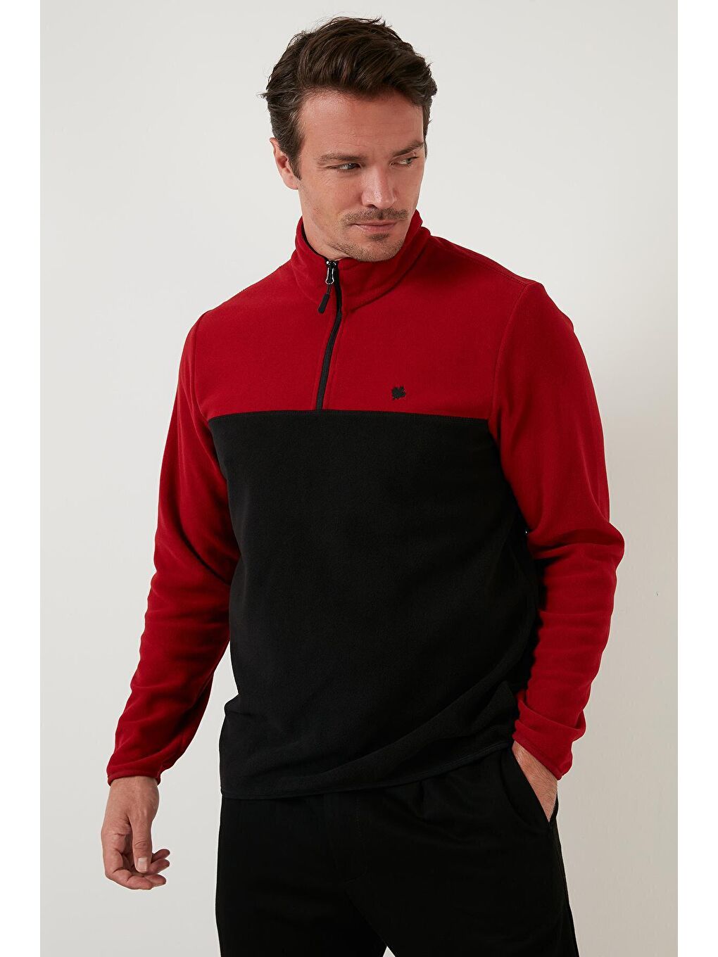 Buratti Bordo Regular Fit Fermuarlı Dik Yaka Kışlık Şardonlu Erkek Polar Sweatshirt 5906016 - 1