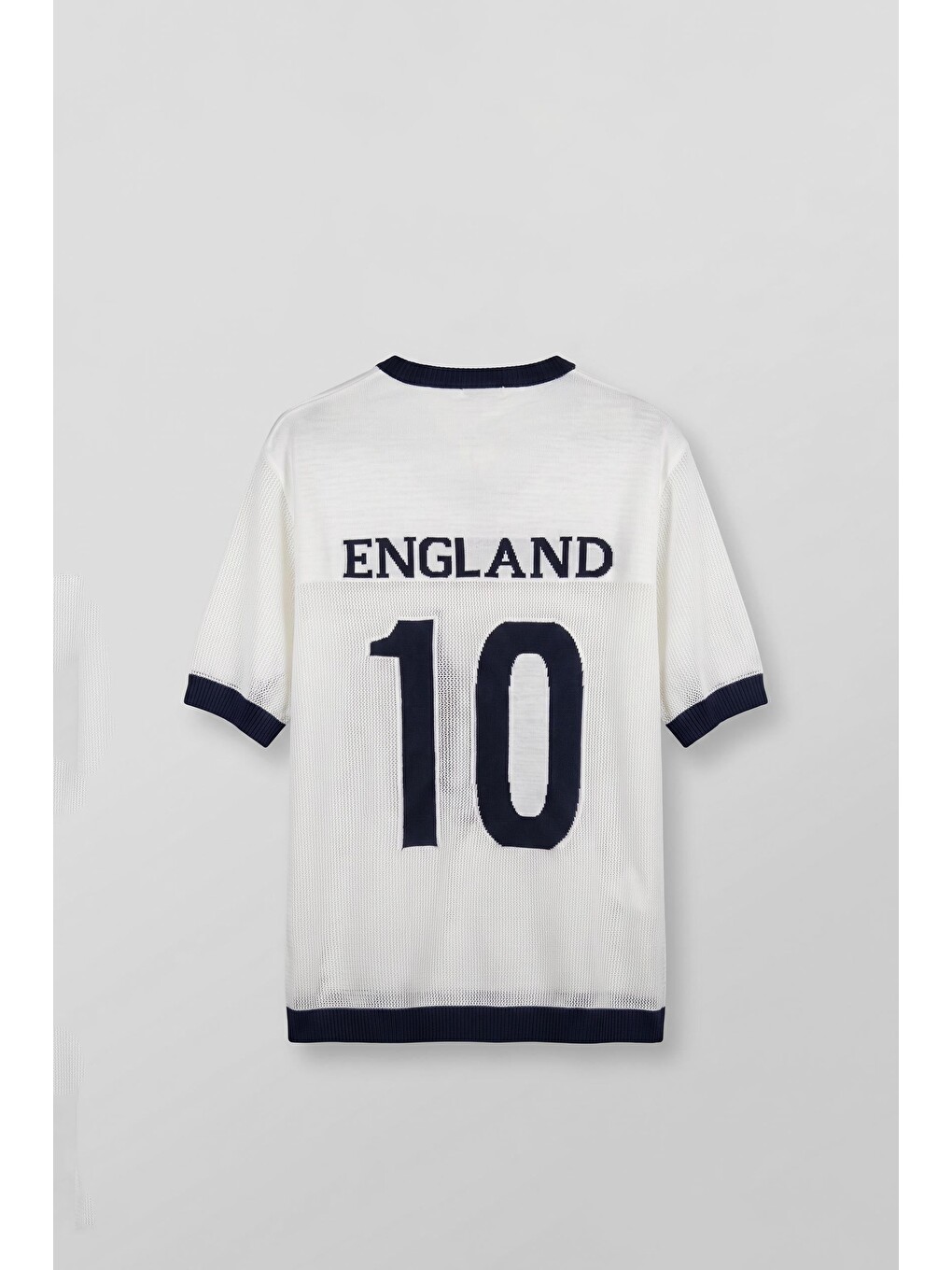 Erkek Oversize Futbol V Yaka Triko Forma Tişört Ekru-1