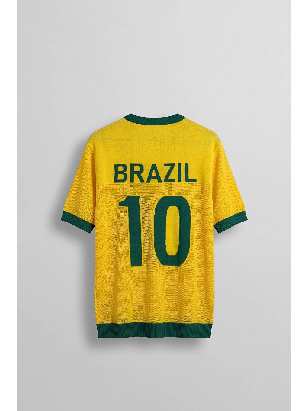 Erkek Oversize Futbol V Yaka Triko Forma Tişört Sarı-1
