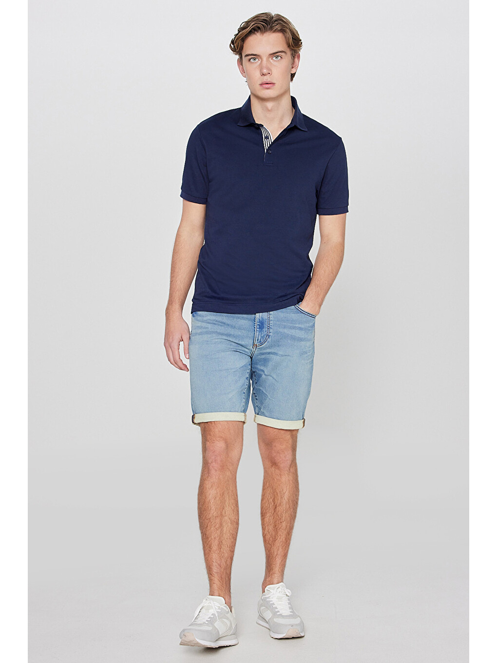 Lacivert Pamuklu Regular Fit Normal Kesim Polo Yaka Tişört-2
