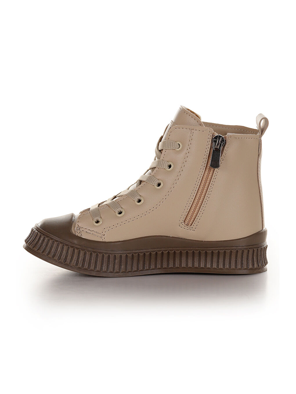 Bej Wasp Fermuarlı Günlük Kız Çocuk Bot Ayakkabı-3