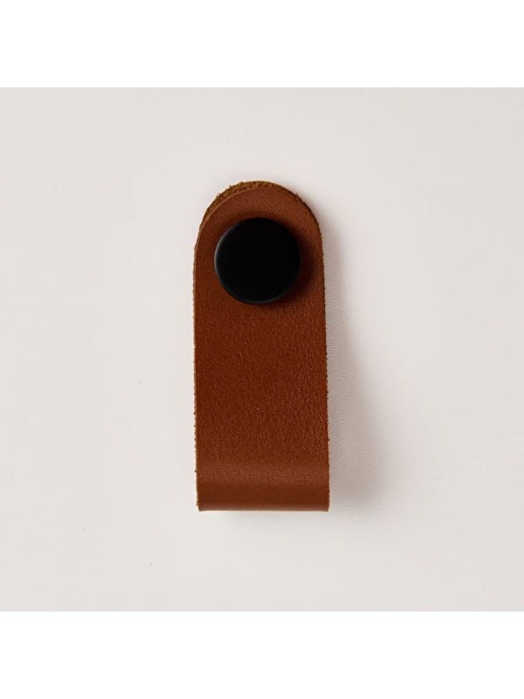 Kahverengi Deri Düğme Kulp - Kahve / Siyah-1