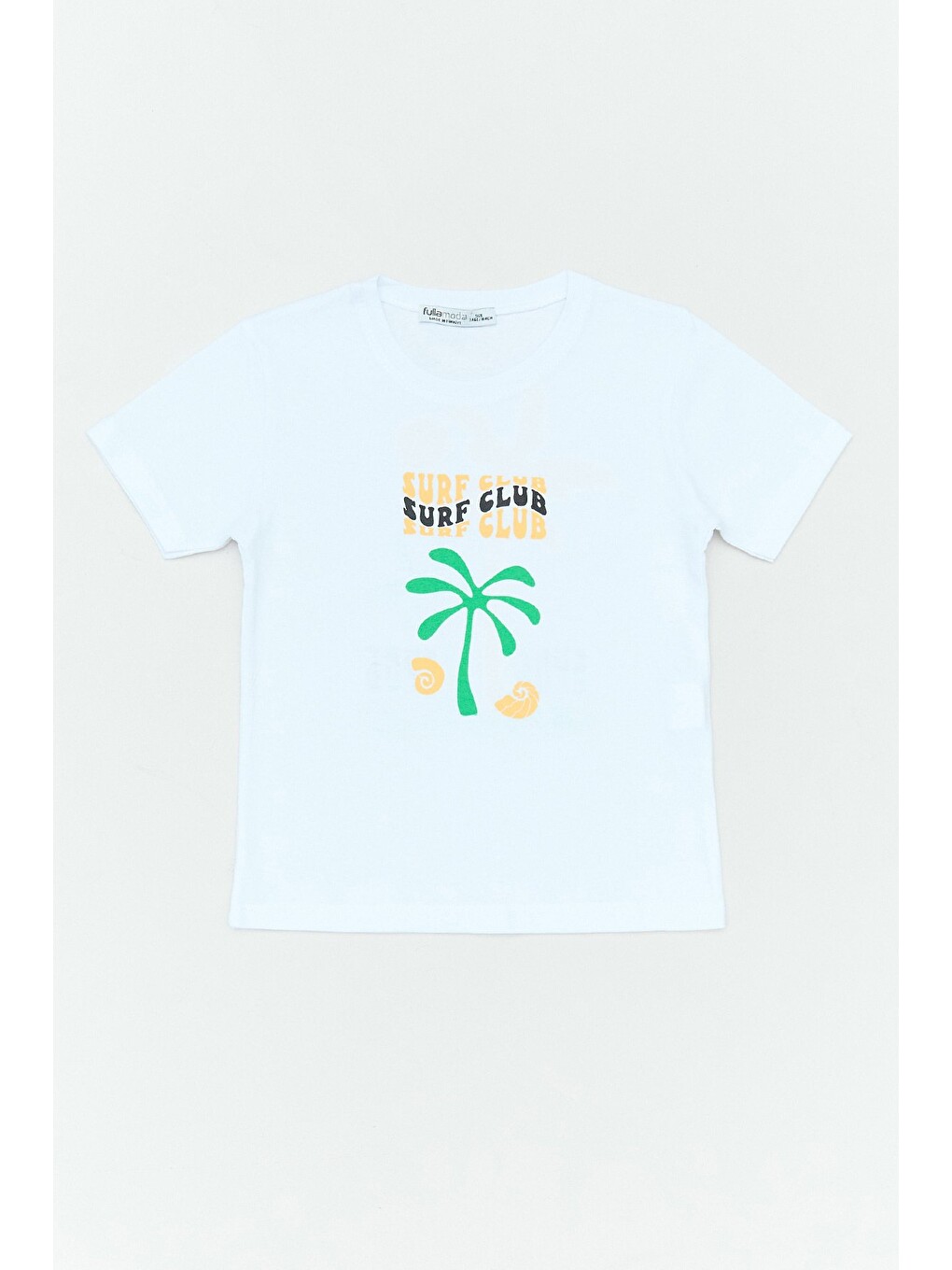 Beyaz %100 Pamuk Surf Club Yazı Baskılı Kız Çocuk Tişört