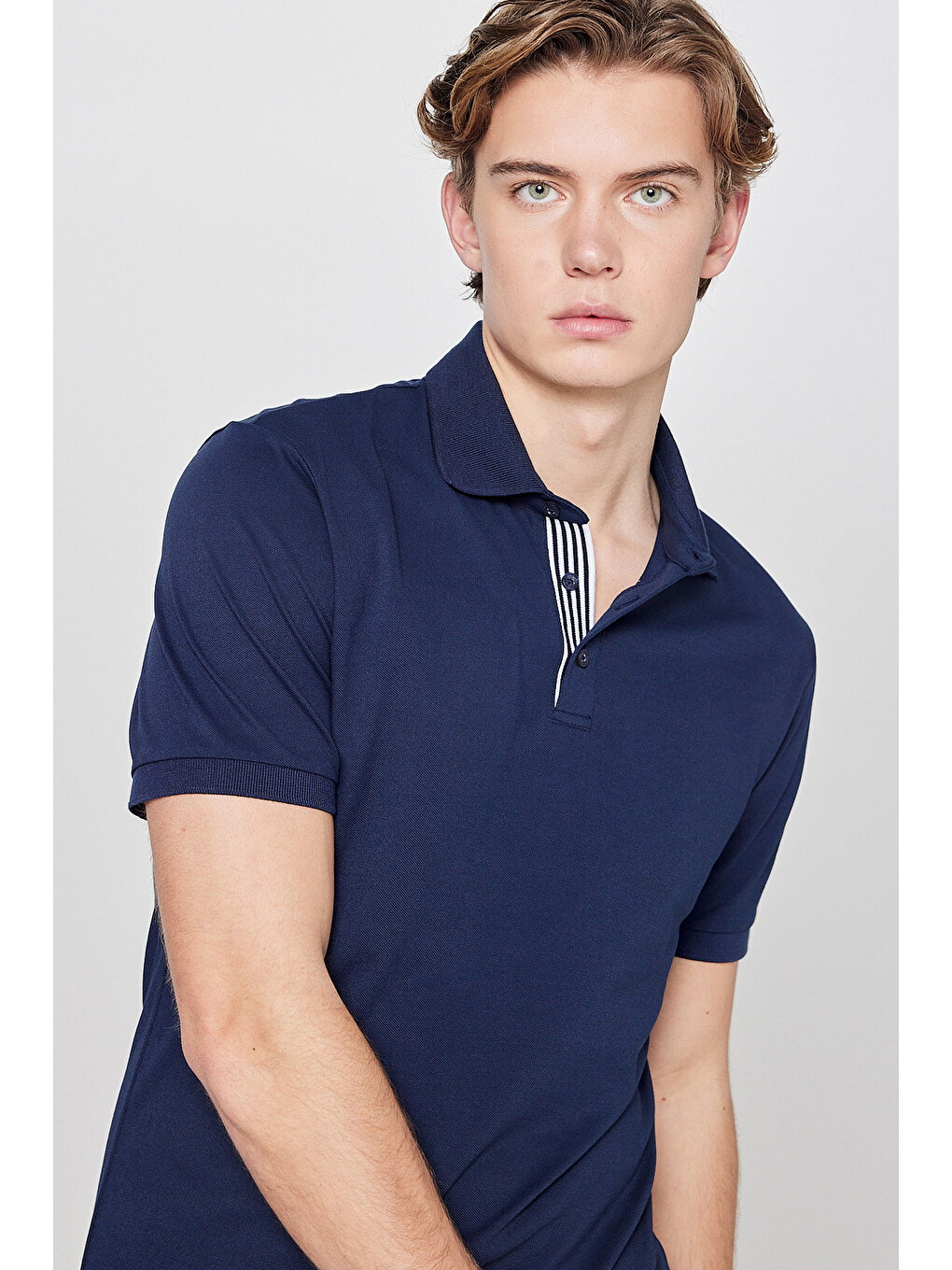 Lacivert Pamuklu Regular Fit Normal Kesim Polo Yaka Tişört-3