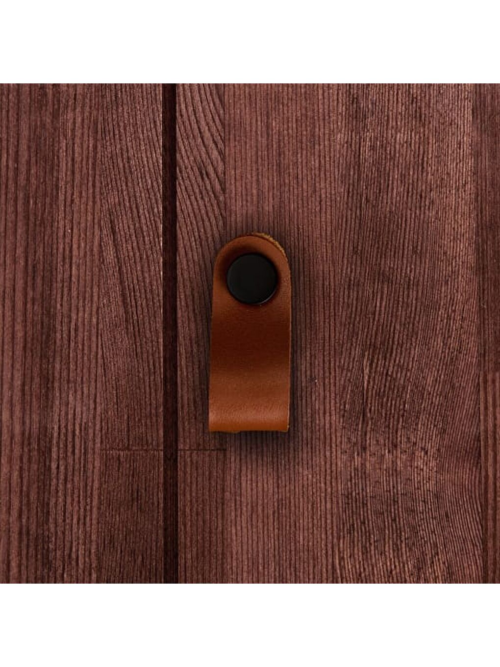 Kahverengi Deri Düğme Kulp - Kahve / Siyah-7