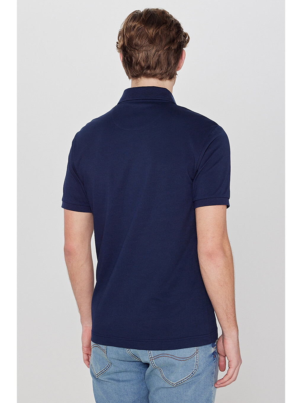 Lacivert Pamuklu Regular Fit Normal Kesim Polo Yaka Tişört-4