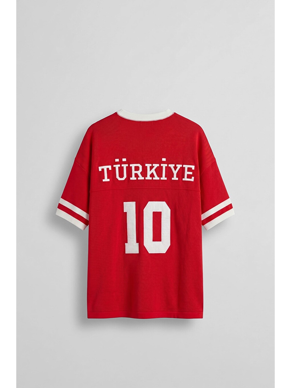 Unisex Oversize Premium Ay Yıldız Triko Forma T-Shirt Kırmızı-1