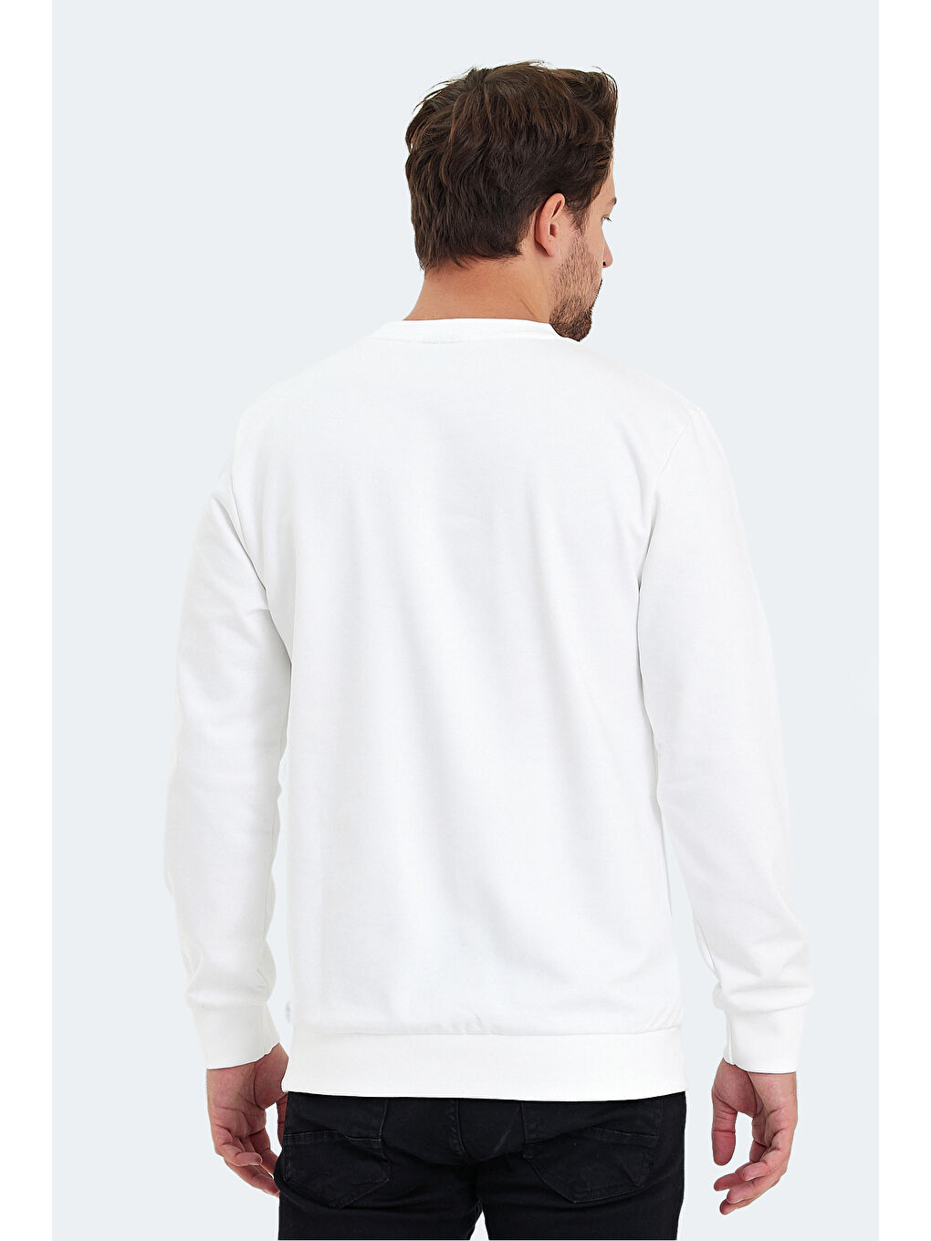 KORAL IN Erkek Beyaz %100 Pamuk Sweatshirt-1