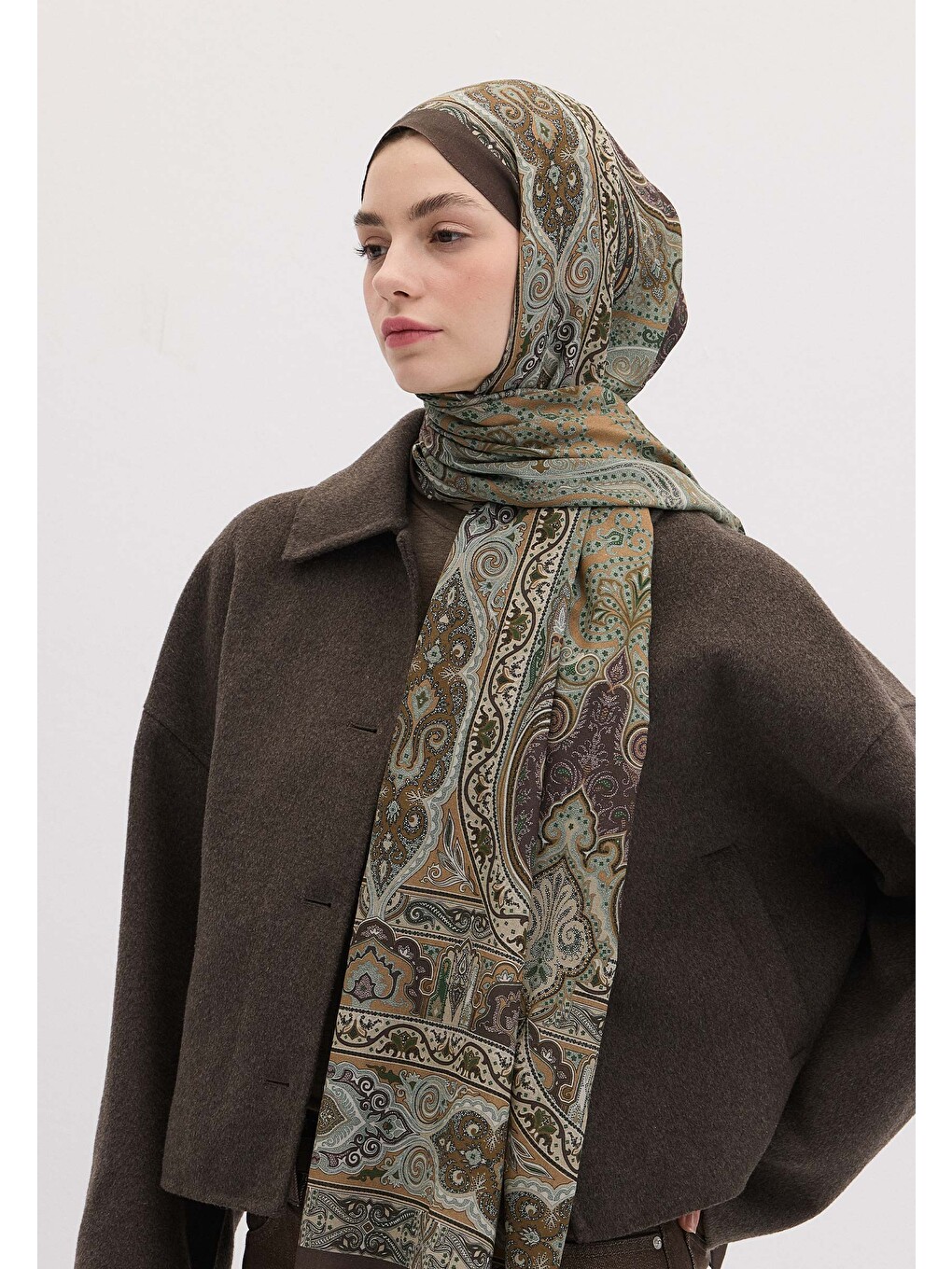Kahverengi Vera Desen Şal Kahve-1