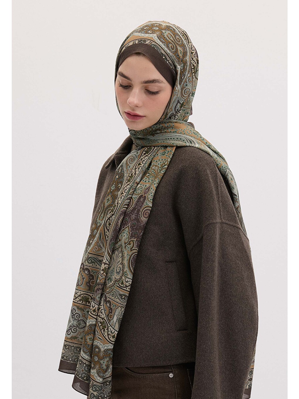 Kahverengi Vera Desen Şal Kahve-3